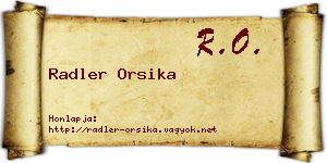 Radler Orsika névjegykártya
